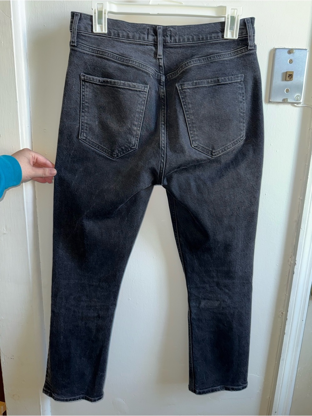 AGOLDE Riley High Rise Straight Jeans 28 Faded Black Grey - Picture 5 of 11
